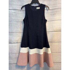 Eliza J Navy Colorblock Textured A-Line Dress Size 10